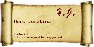 Hers Jusztina névjegykártya
